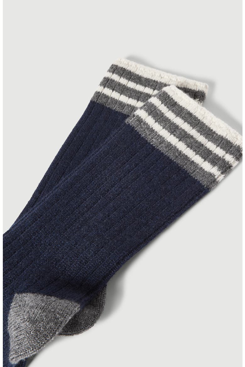 Cashmere rib knit socks, Alternate, color, Navy Blue