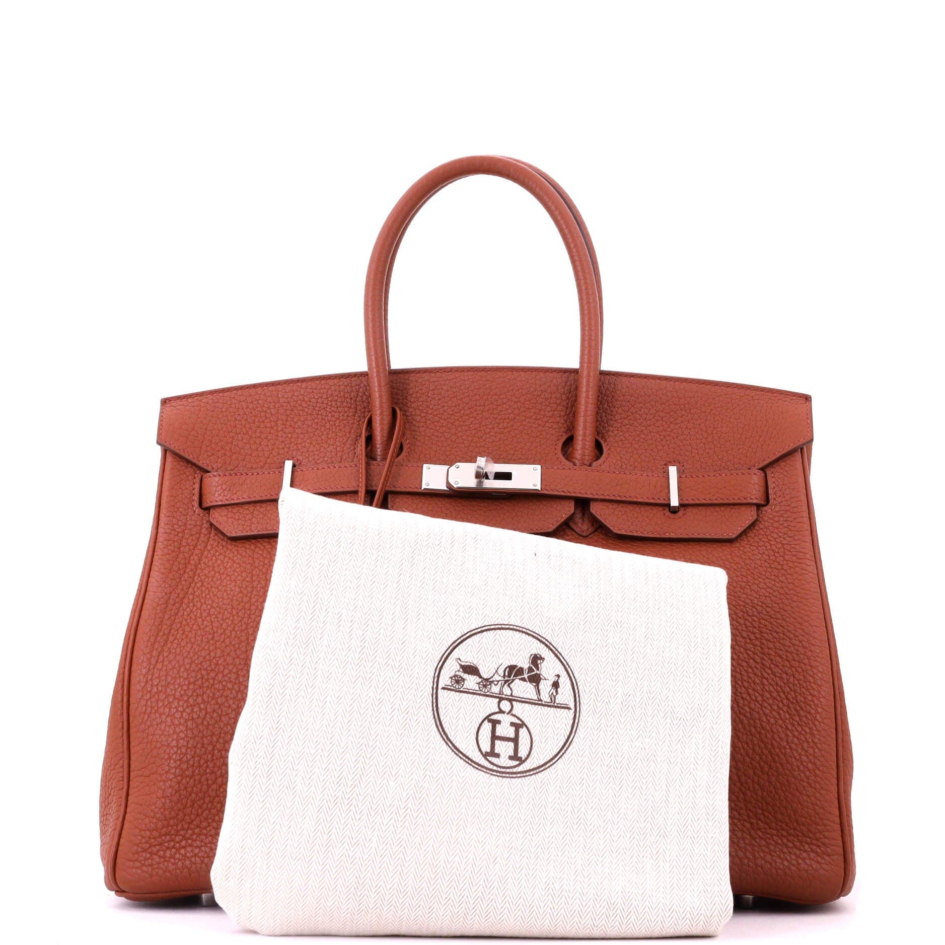 Pre-Owned Hermes Birkin Handbag Brown Fjord with Palladium Hardware 35, Alternate, color, Sienne