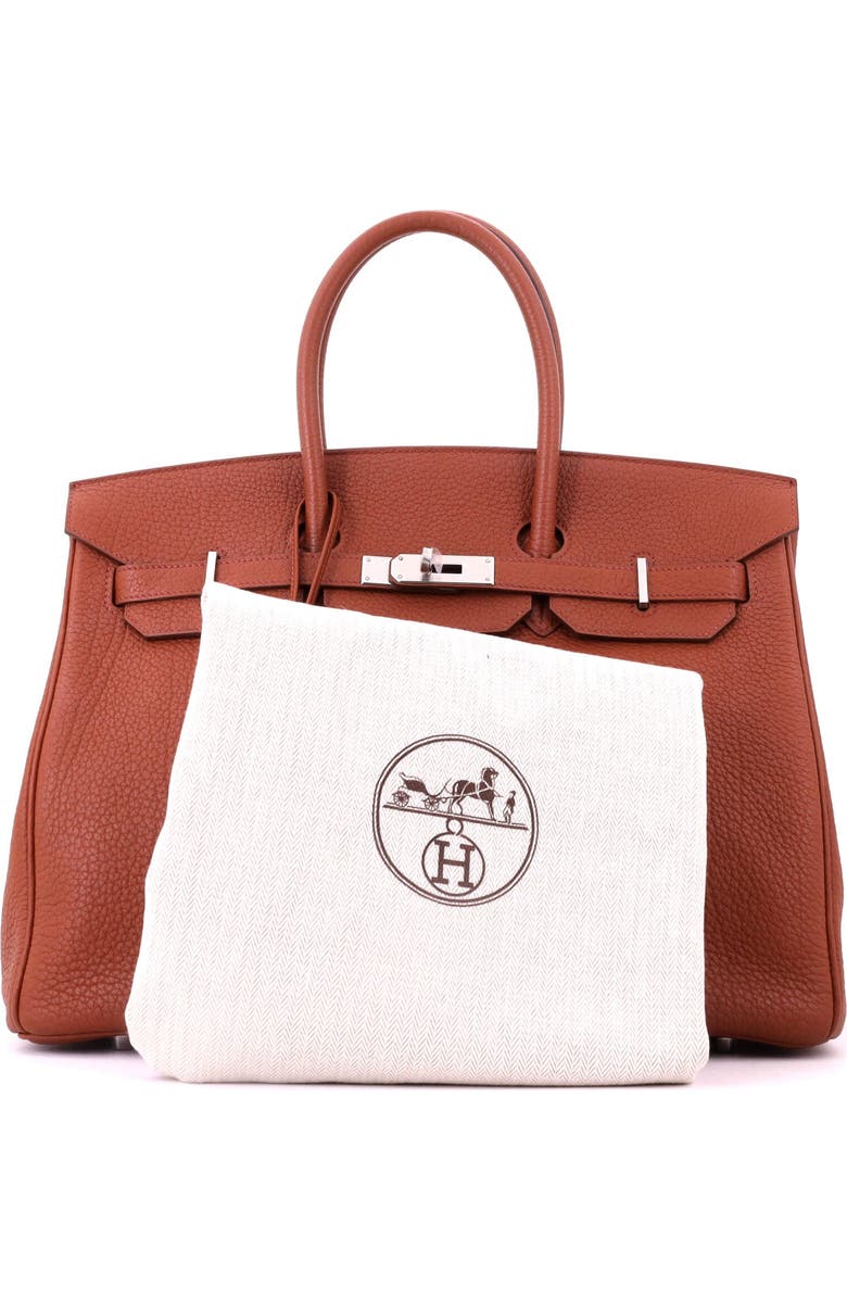 Pre-Owned Hermes Birkin Handbag Brown Fjord with Palladium Hardware 35, Alternate, color, Sienne