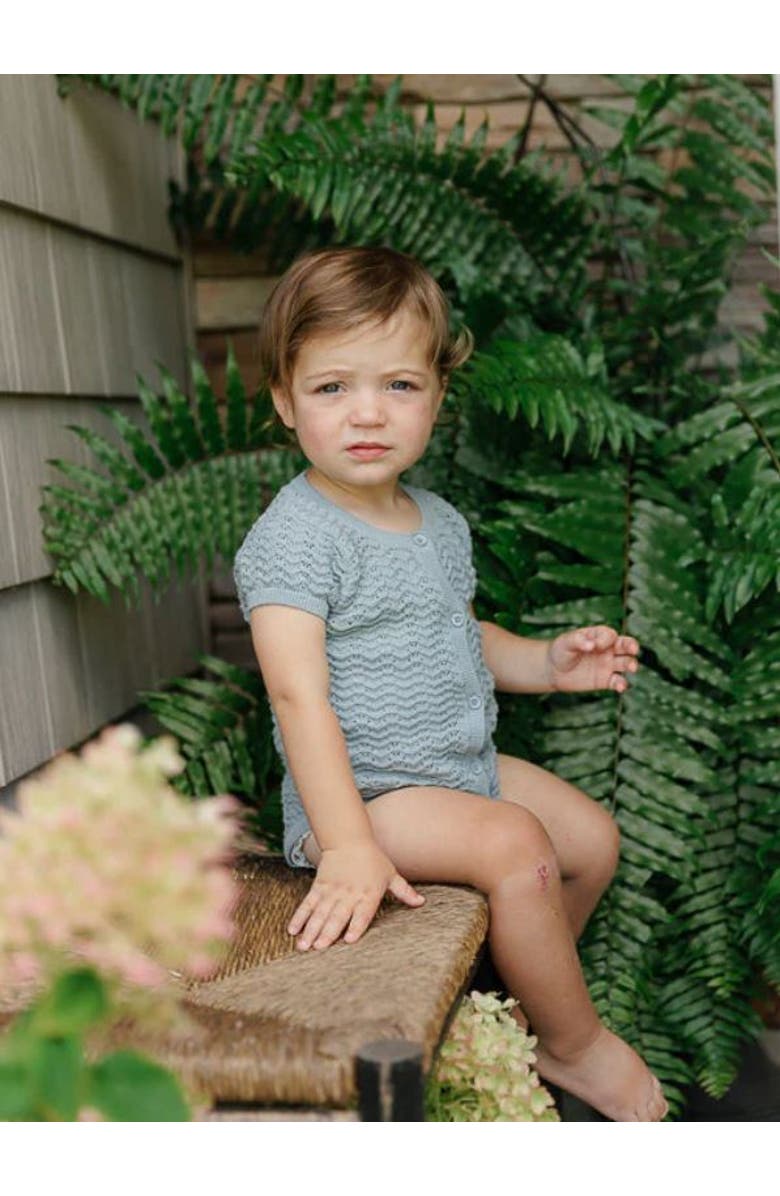 Ely's & Co. Looms Wave Collection - Knit Pointelle Short Sleeve Romper, Alternate, color, Blue