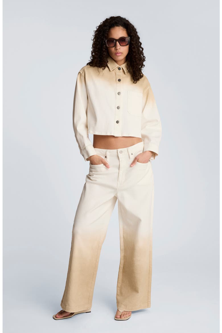Oversize Dip Dye Crop Shacket, Alternate, color, TAN GRADIENT