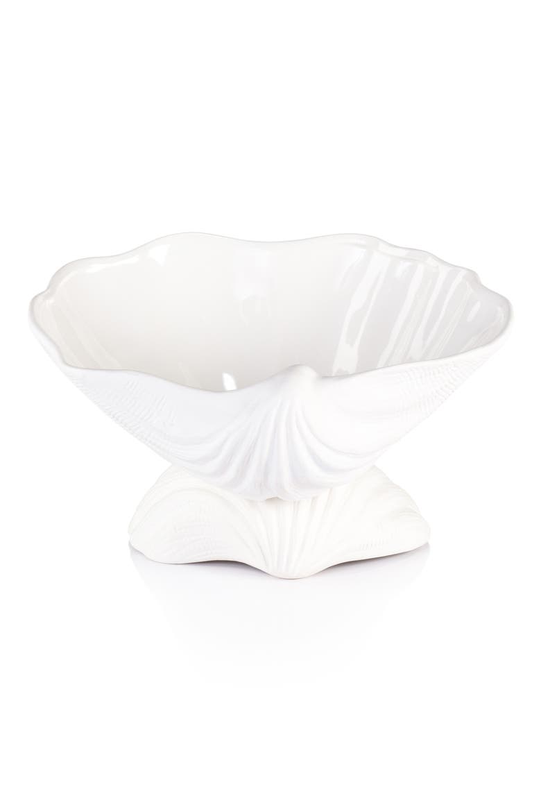 La Coquille Footed Clam Bowl, Alternate, color, WHITE