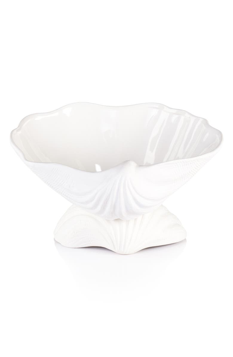 Zodax La Coquille Footed Clam Bowl, Alternate, color, White