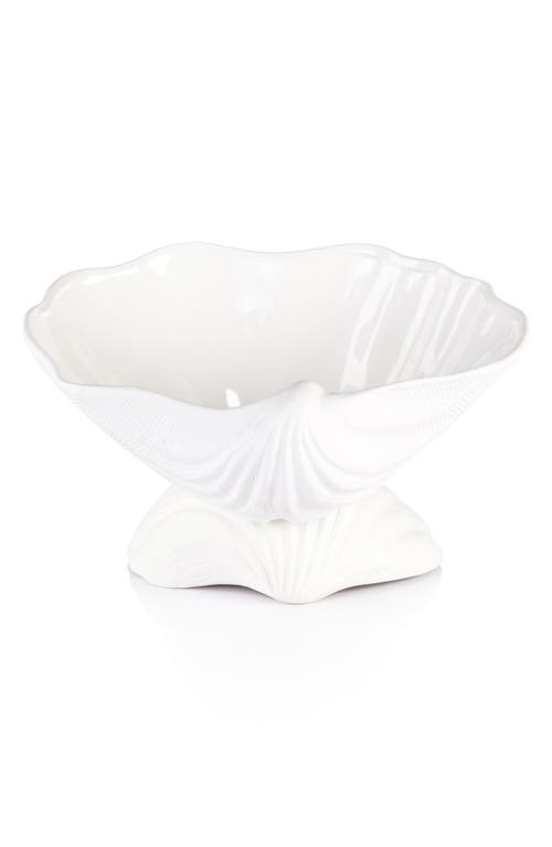 Zodax La Coquille Footed Clam Bowl In White