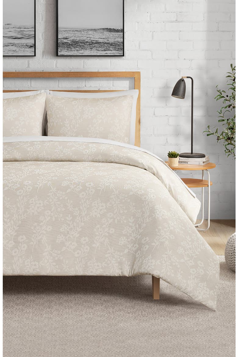 Ava Floral Jacquard Duvet Set, Alternate, color, BEIGE FLORAL