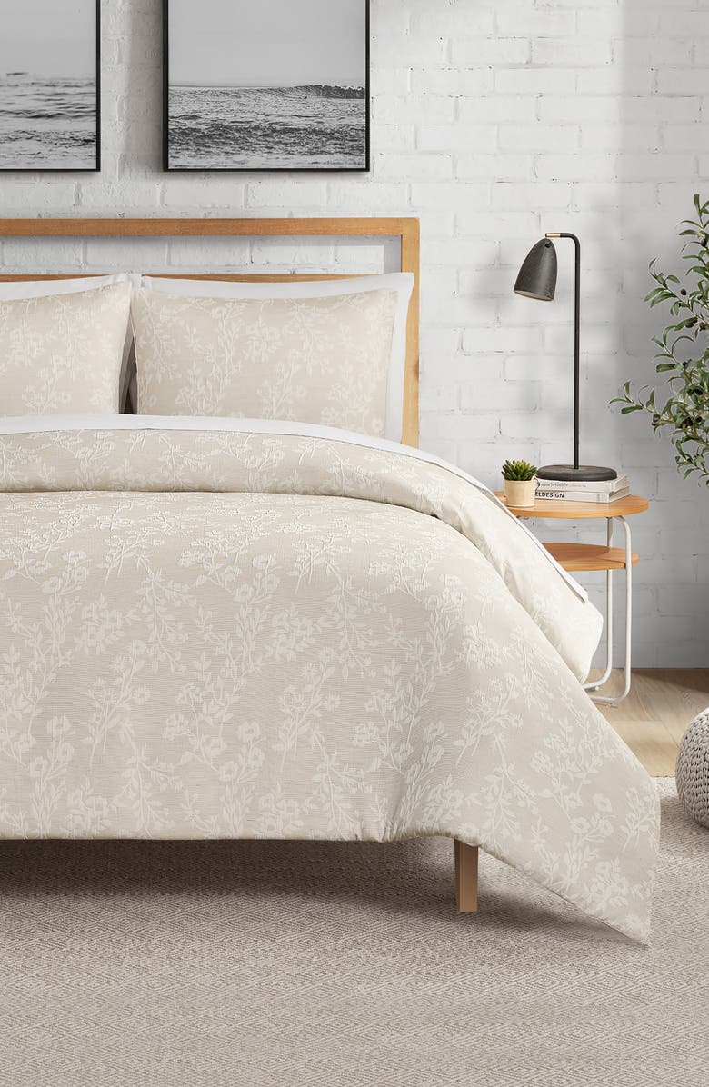 Lucky Brand Ava Floral Jacquard Duvet Set, Alternate, color, Beige Floral