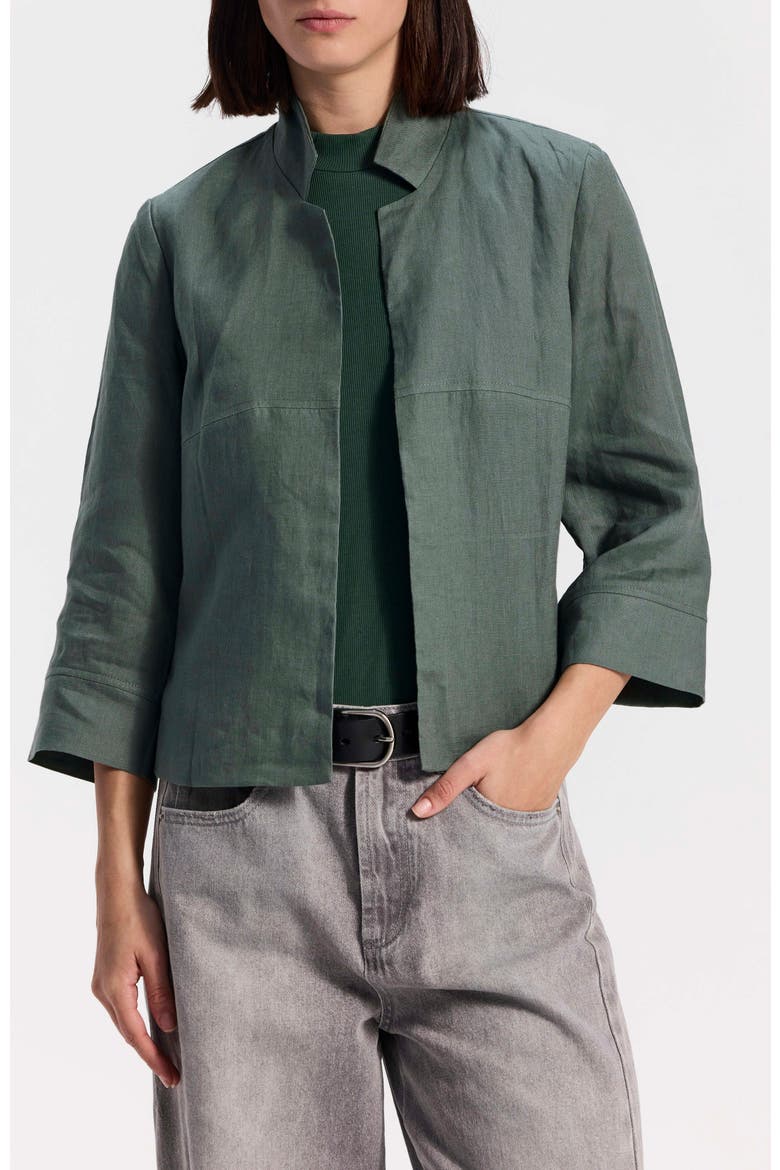 Cropped Linen Jacket, Main, color, Green
