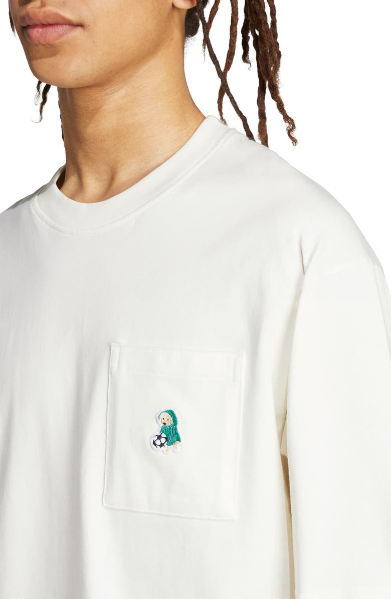 adidas Dog Football Cotton Crewneck T-Shirt, Alternate, color, Off White