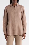 Eileen Fisher Classic Collar Organic Linen Button-Up Shirt