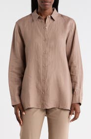Eileen Fisher Classic Collar Organic Linen Button-Up Shirt