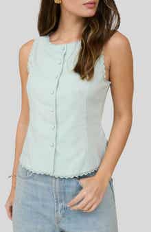 Blu Pepper Lace Trim Buttoned Top