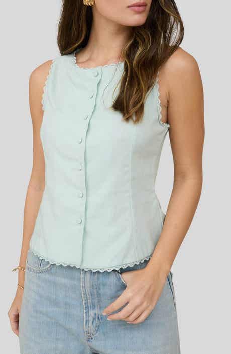 Blu Pepper Lace Trim Buttoned Top