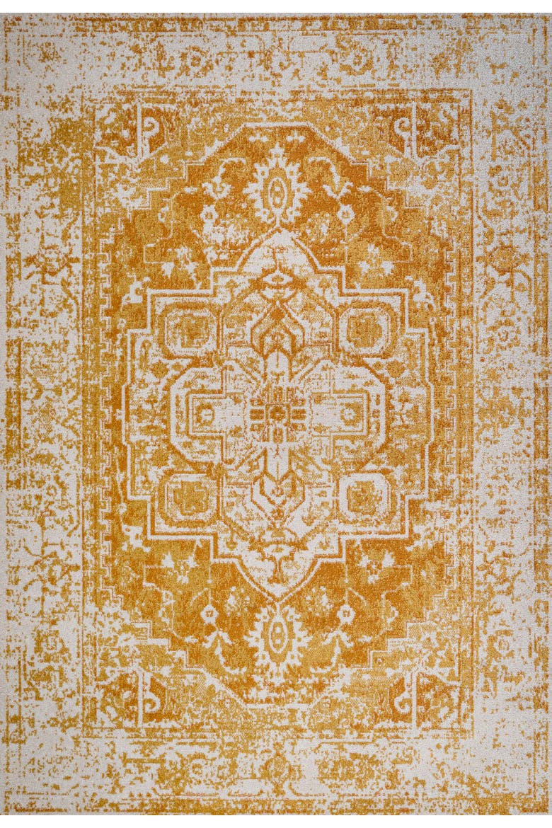 Audrey Bohemian Ornate Medallion Area Rug, Main, color, Orange/White