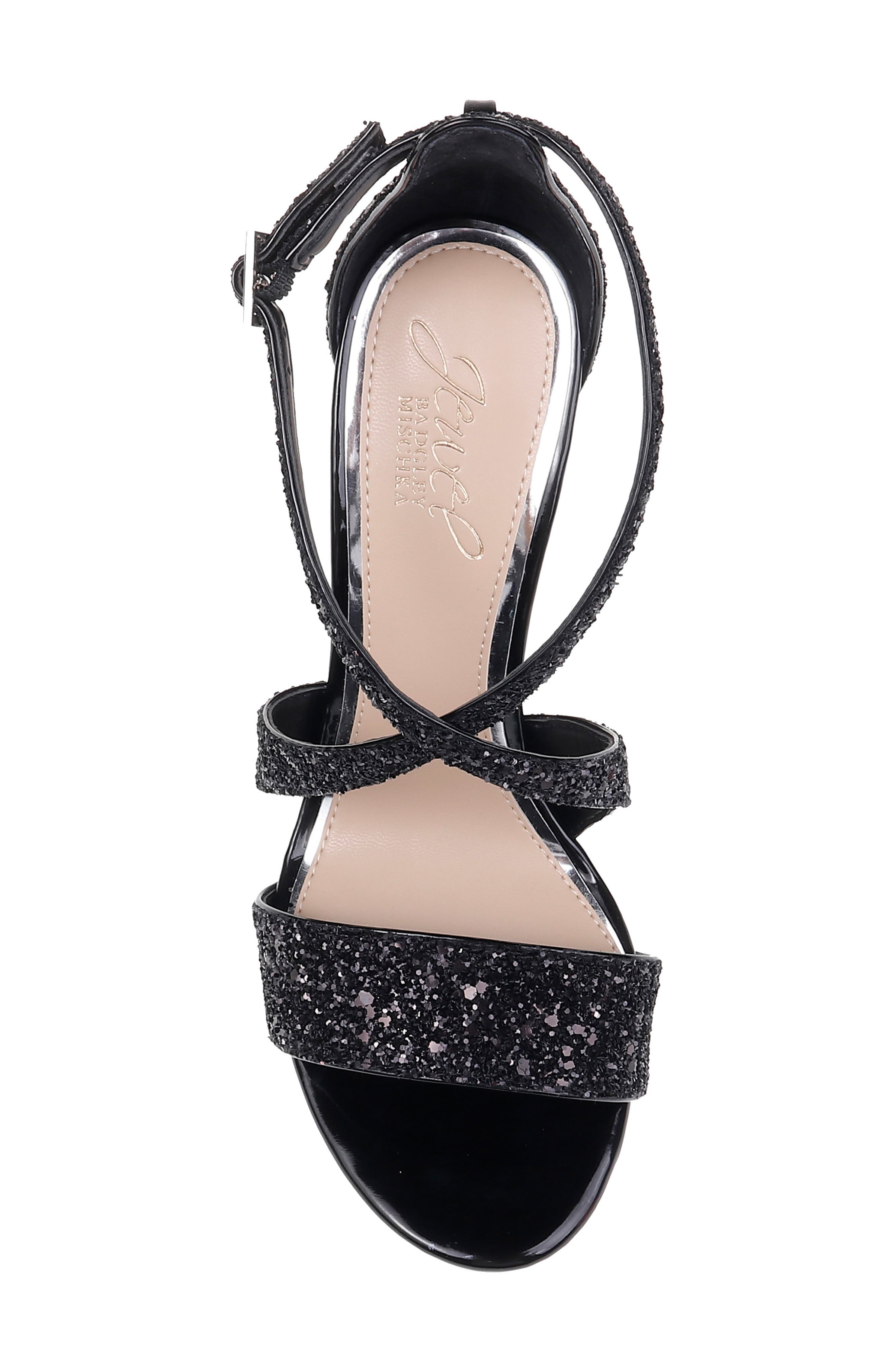 Jewel Badgley Mischka Cook Block Heel Glitter Sandal, Alternate, color, 