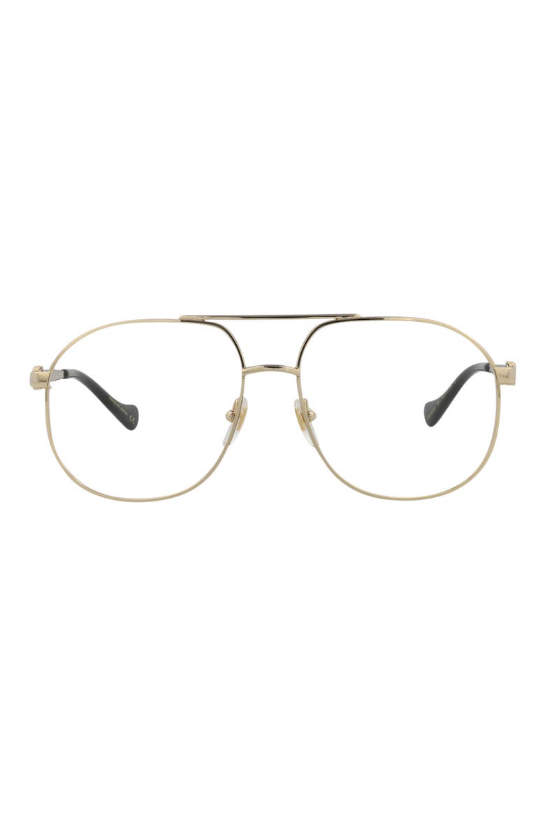 Novelty 56mm Aviator Optical Glasses, Main, color, GOLD GOLD TRANSPARENT
