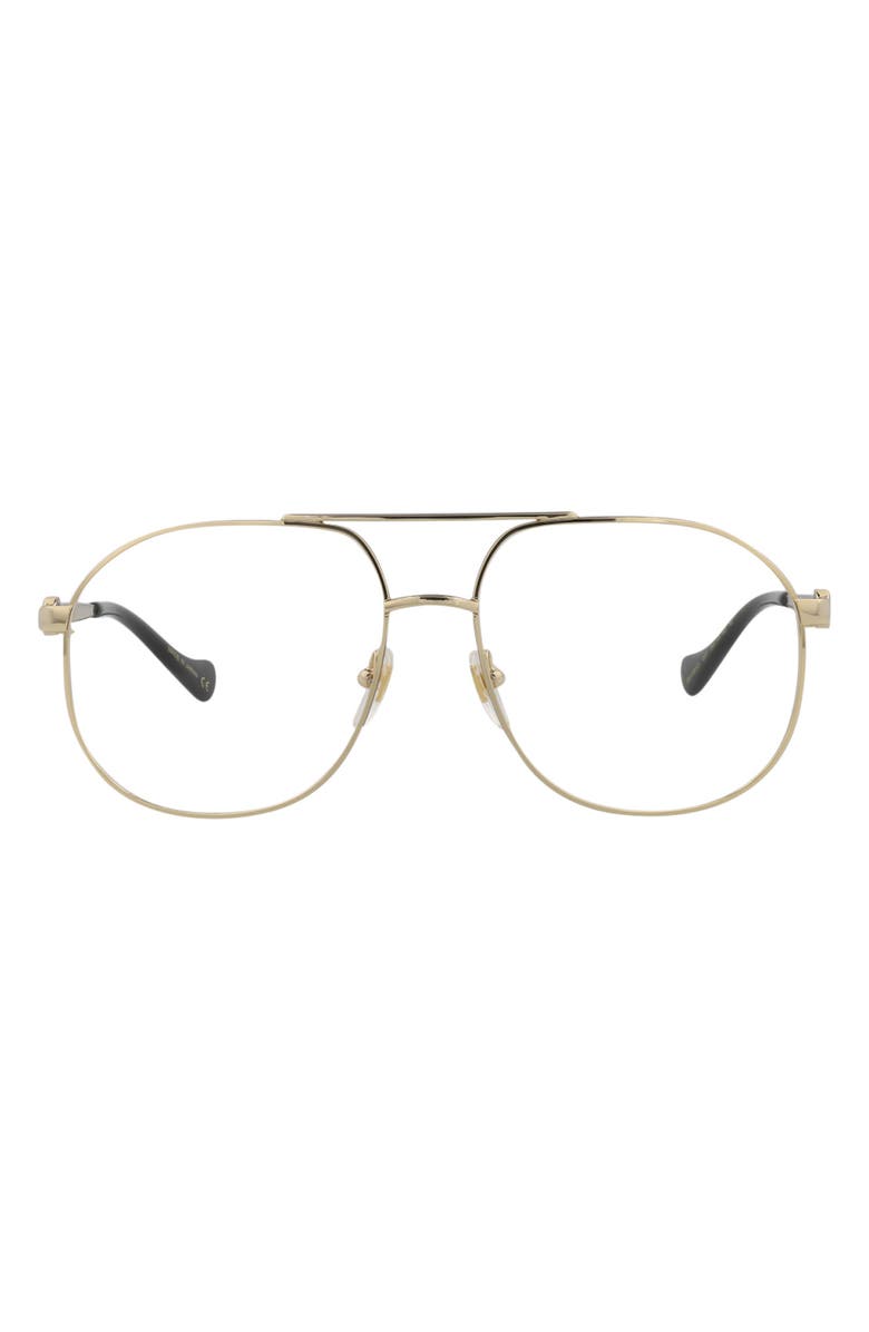 Gucci Novelty 56mm Aviator Optical Glasses, Main, color, 