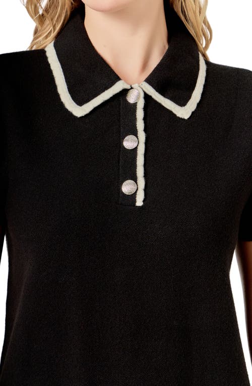 English Factory Scalloped Polo Minidress In Black