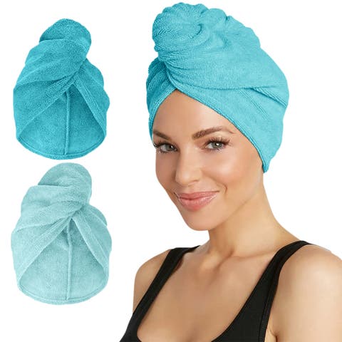 2 Pack Microfiber Hair Towel for Straight, Wavy, Curly Hair