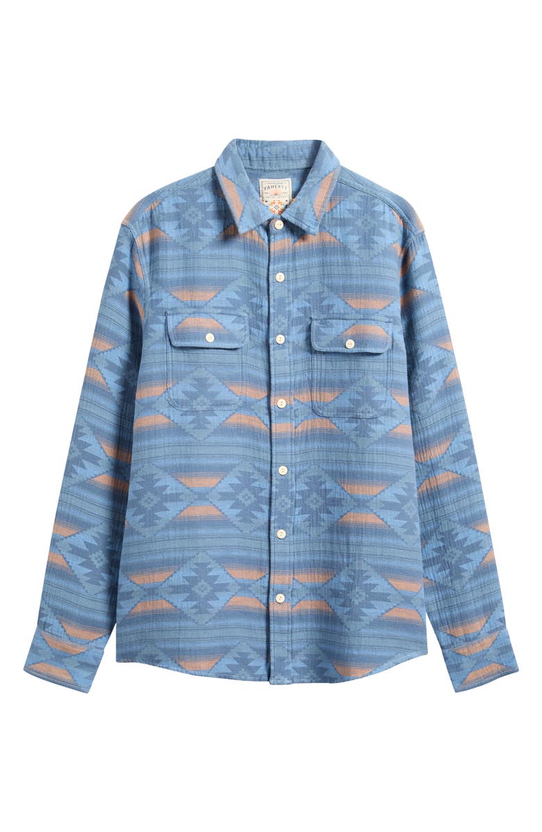 Faherty x Doug Good Feather Canyon Organic Cotton Overshirt, Main, color, Blue Western Range