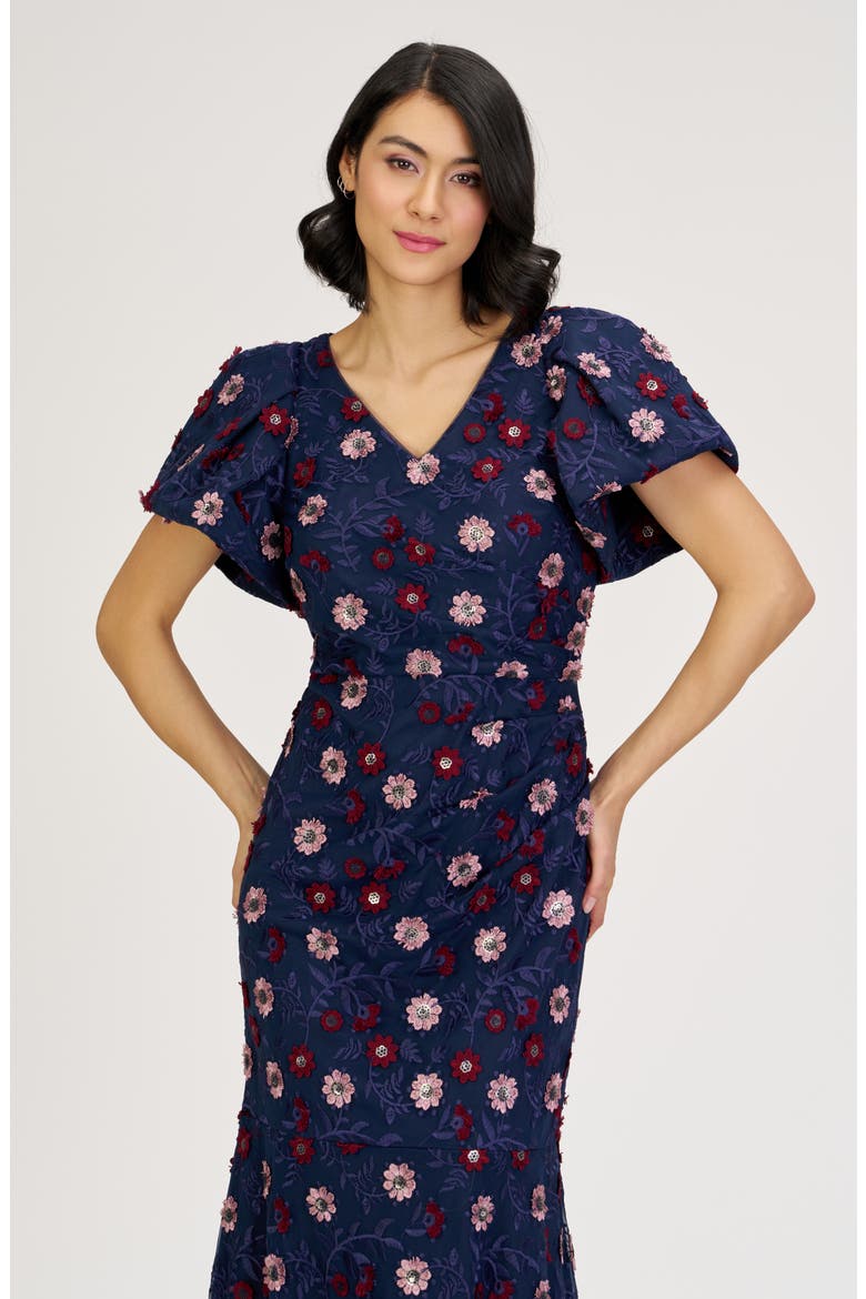 Jade Floral Appliqué Gown, Alternate, color, NAVY MULTI
