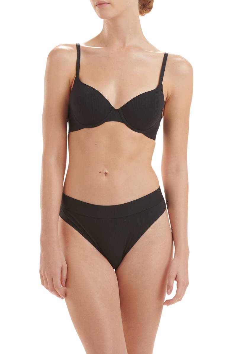 Wolford Beauty Underwire Demi Bra, Alternate, color, Black