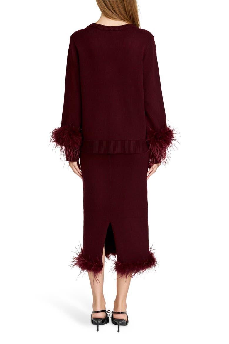 Bethany Feather Trim Knit Skirt, Alternate, color, PLUM