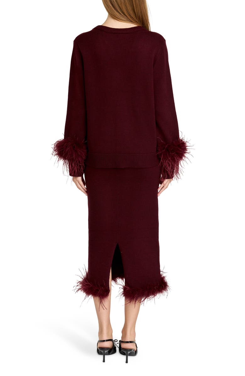 WAYF Bethany Feather Trim Knit Skirt, Alternate, color, Plum