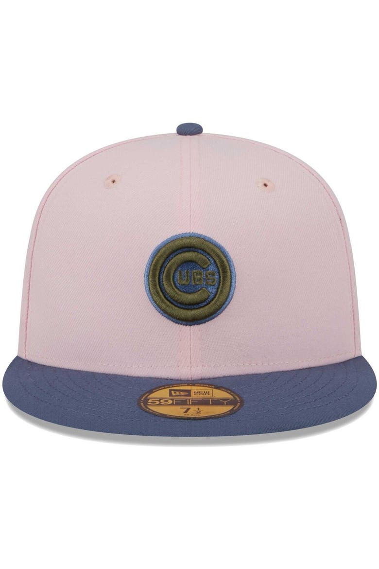 Men's New Era Pink/Blue Chicago Cubs  Olive Undervisor 59FIFTY Fitted Hat, Alternate, color, Pink