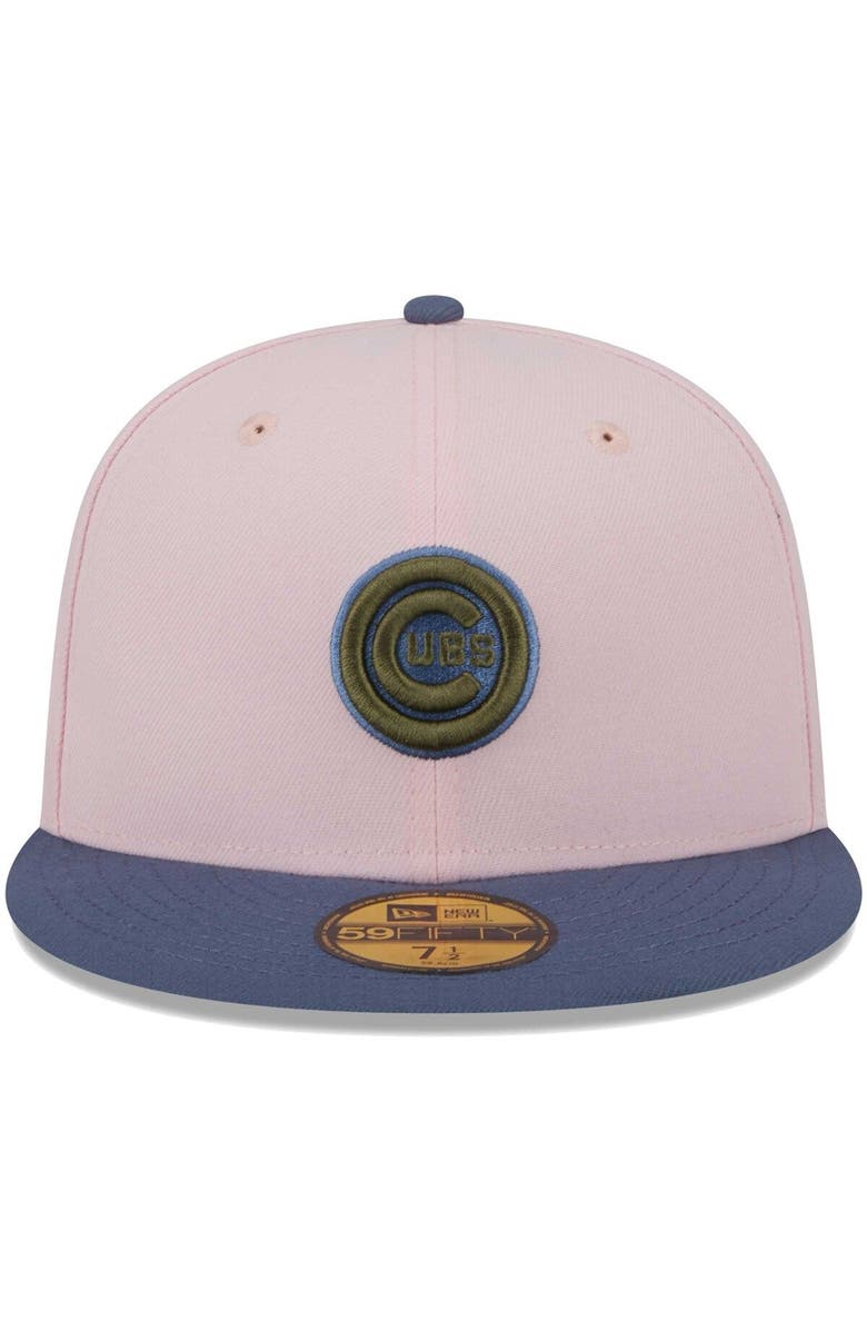 New Era Men's New Era Pink/Blue Chicago Cubs Olive Undervisor 59FIFTY Fitted Hat, Alternate, color, Pink