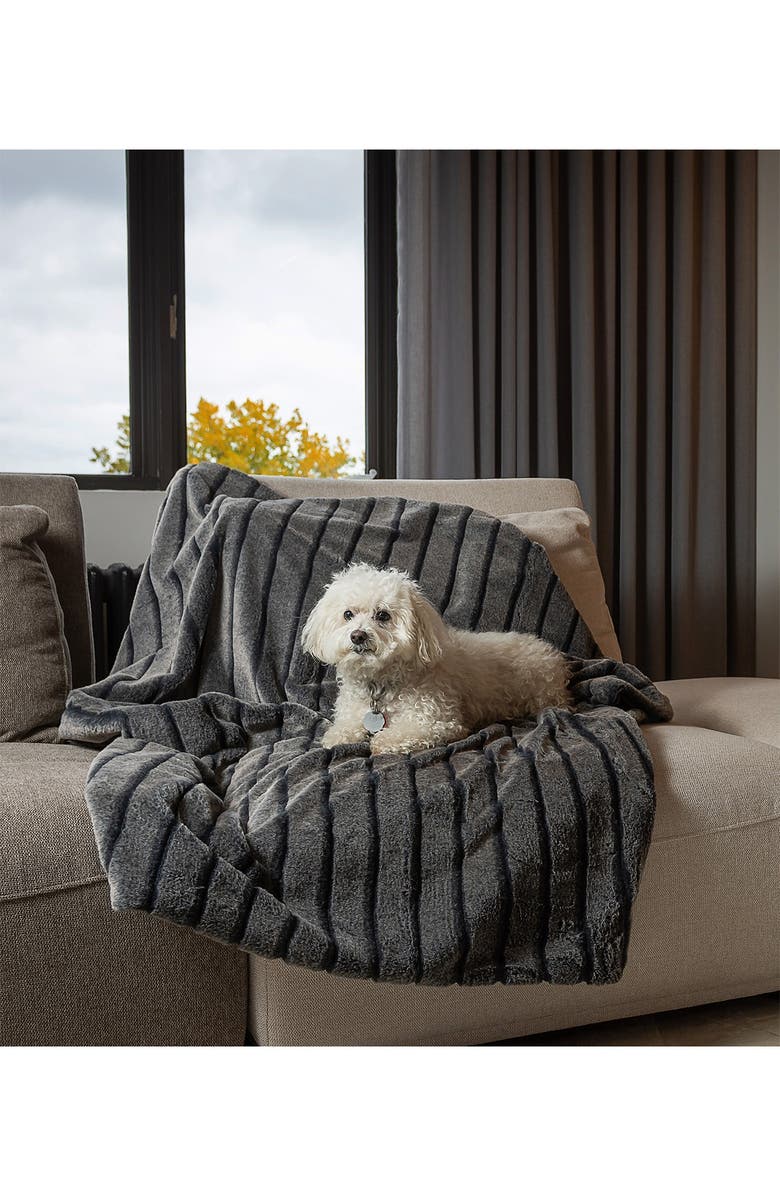 LUXE Faux Fur Throw - 50" x 60" - Glacier Grey, Alternate, color, Glacier Grey