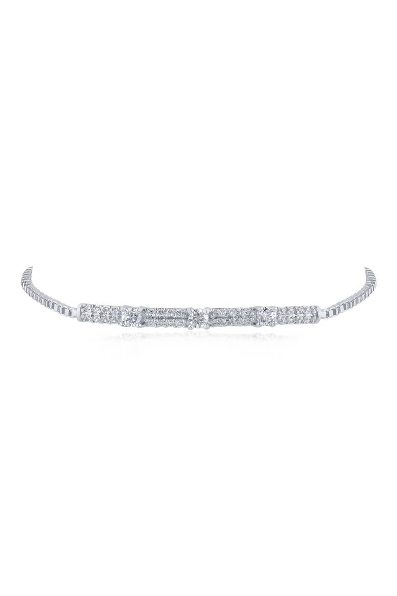 Cubic Zirconia Pave Bolo Bracelet, Alternate, color, CLEAR SILVER