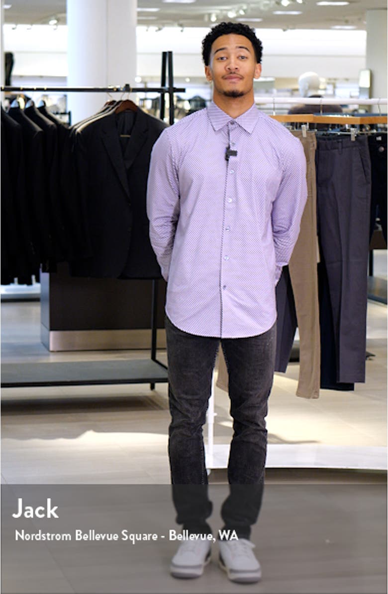 James OoohCotton<sup>®</sup> Geometric Print Stretch Cotton Button-Up Shirt, sales video thumbnail