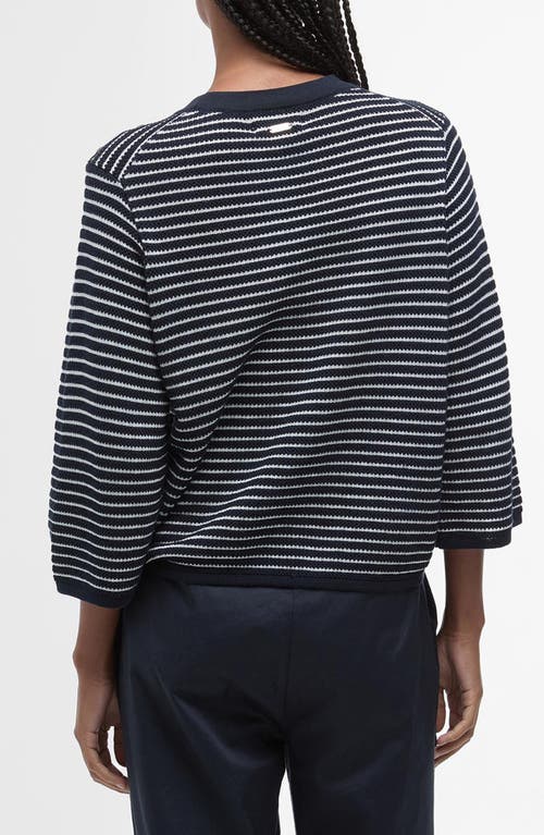 Barbour Macy Stripe Cotton Sweater In Dark Navy Stripe