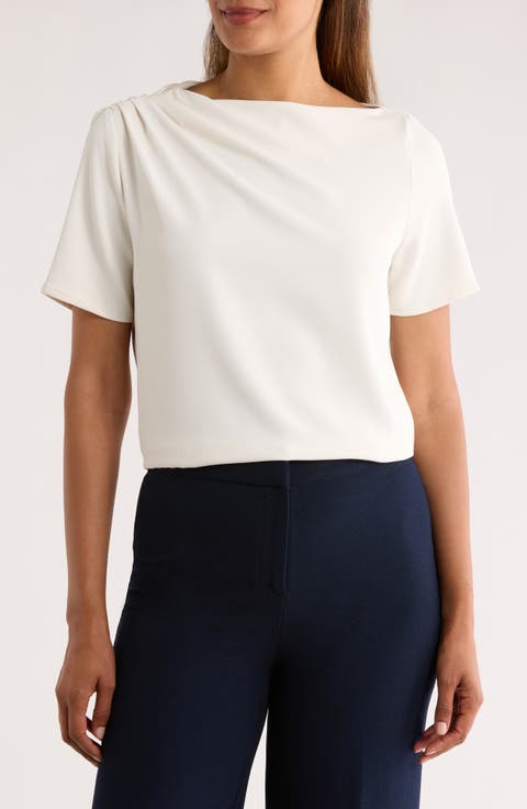 Pleated Shoulder Short Sleeve Top