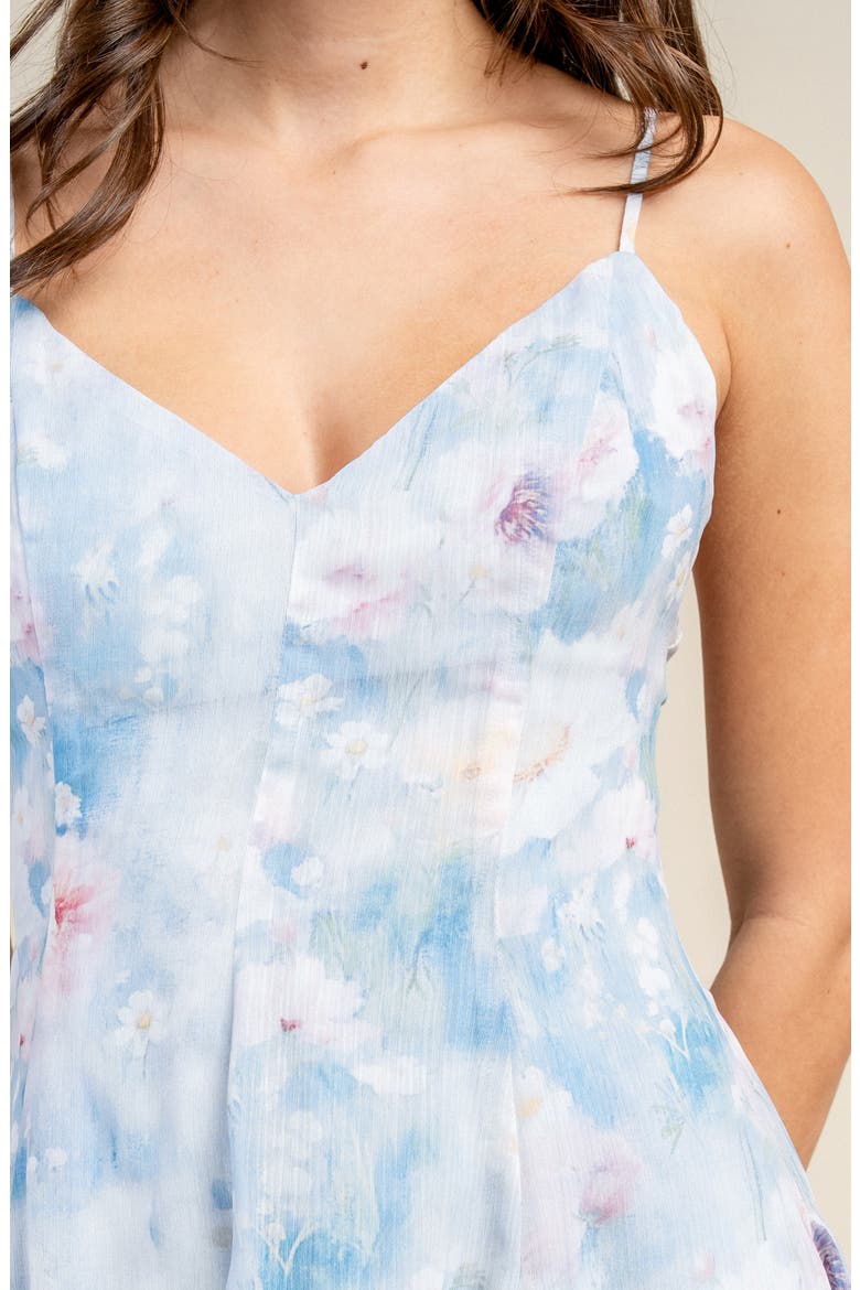 Floral Godet Fit and Flare Minidress, Alternate, color, BLUE
