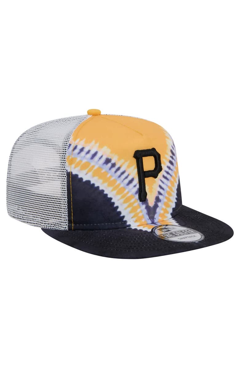 New Era Men's New Era Pittsburgh Pirates Tie-Dye Golfer Trucker Adjustable Hat, Alternate, color, Black