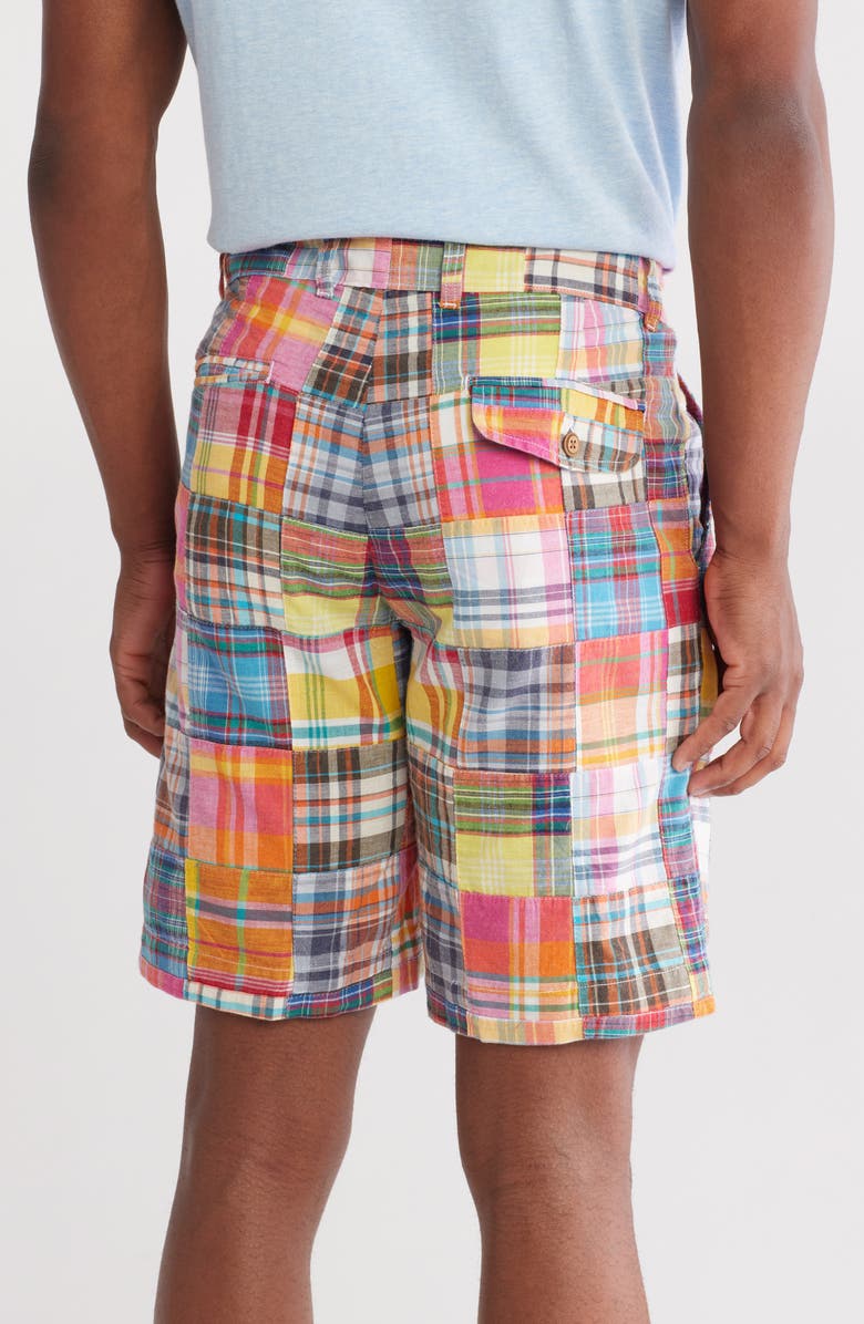 Vintage 1946 Acid Wash Patchwork Madras Plaid Shorts, Alternate, color, Light Blue