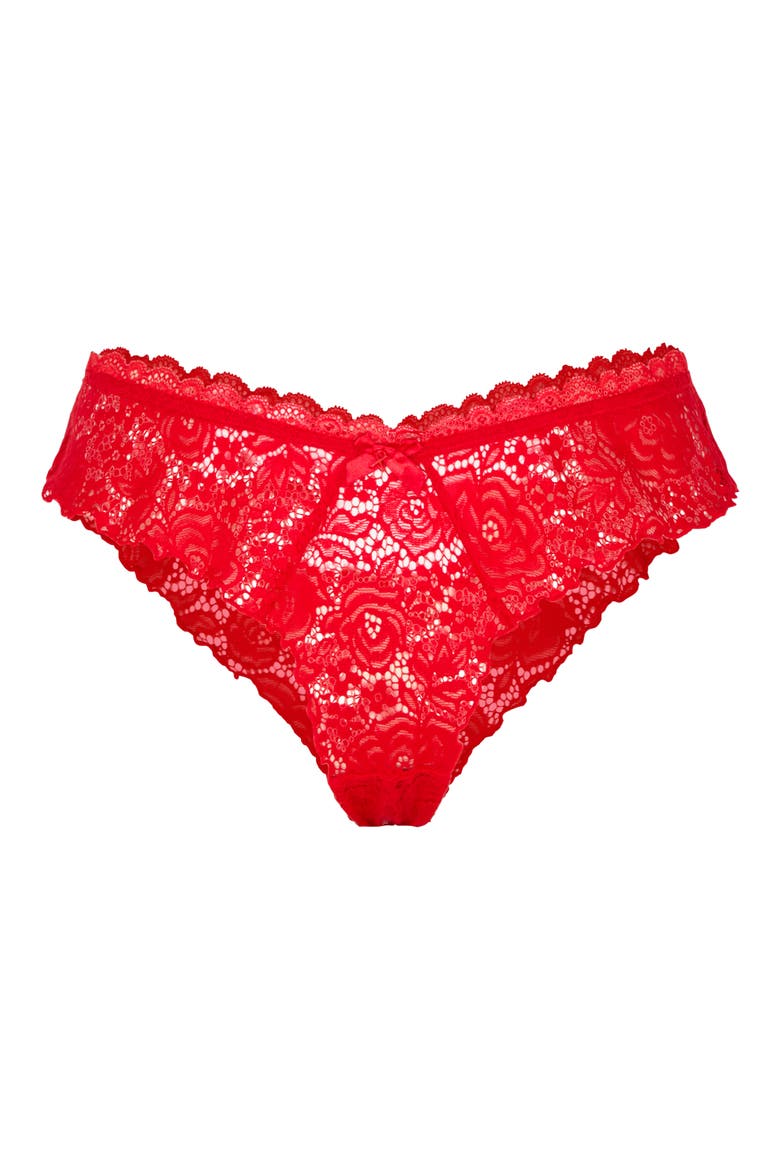 Rose Lace Cheeky Briefs, Alternate, color, TIMELESS RED