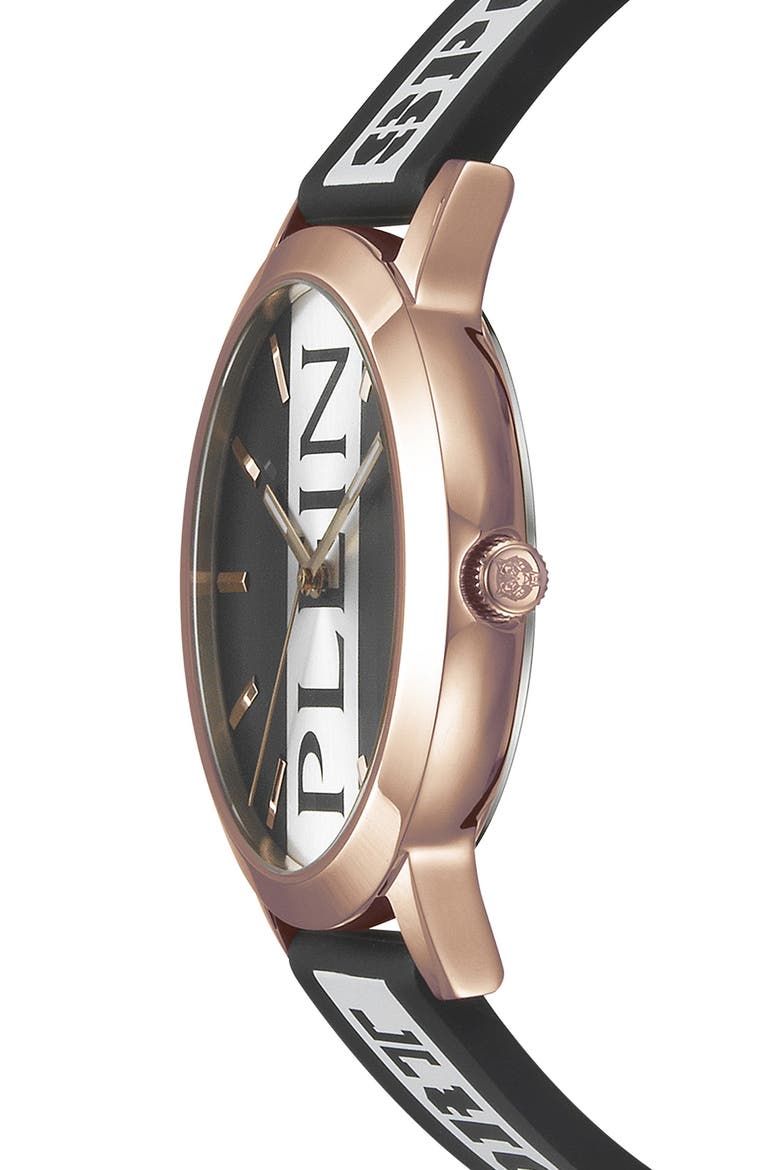 Three-Hand Quartz Silicone Strap Watch, 41mm, Alternate, color, ROSEGOLD