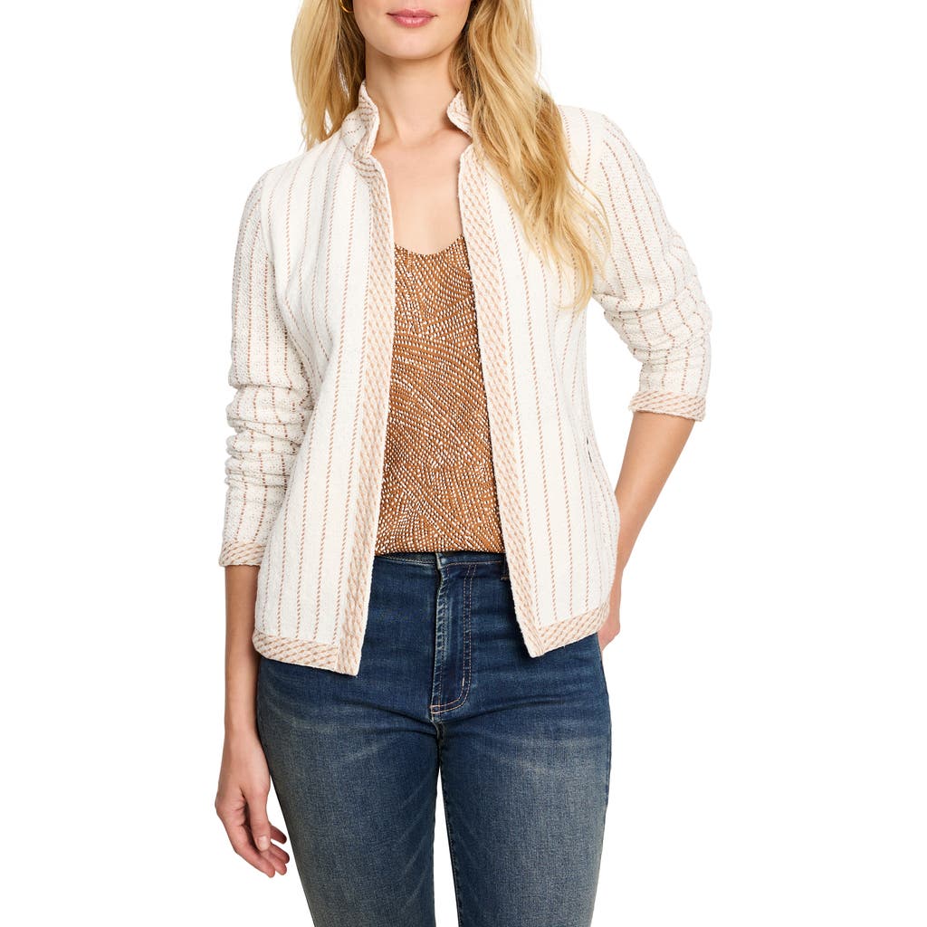 Nic + Zoe Nic+zoe Pinstriped Notched Collar Jacket In Neutral Multi