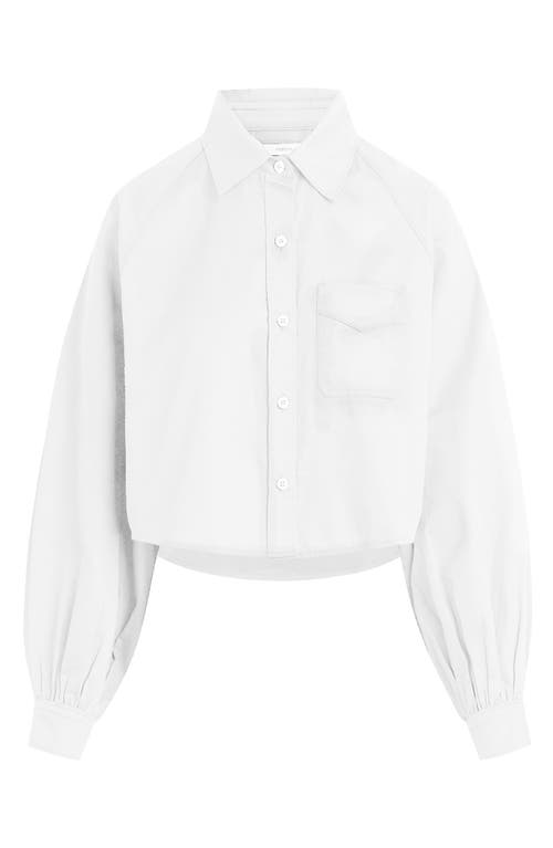 Hudson Jeans Raglan Balloon Sleeve Button-down Top In White