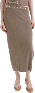 MANGO Button Detail Side Slit Maxi Skirt