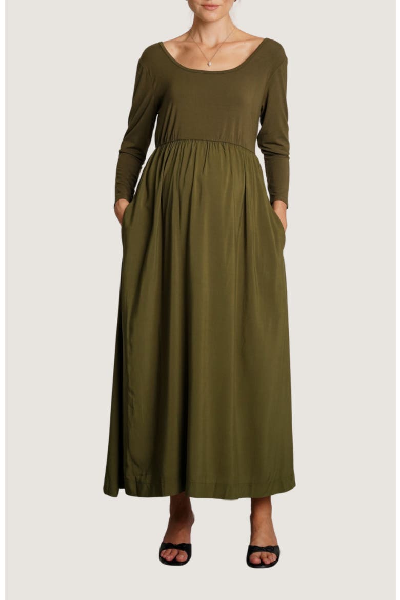 Maeve Maternity Long Sleeve Dress, Main, color, MOSS