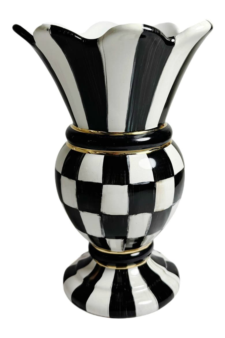 Courtly Check Small Great Vase, Main, color, BLACK