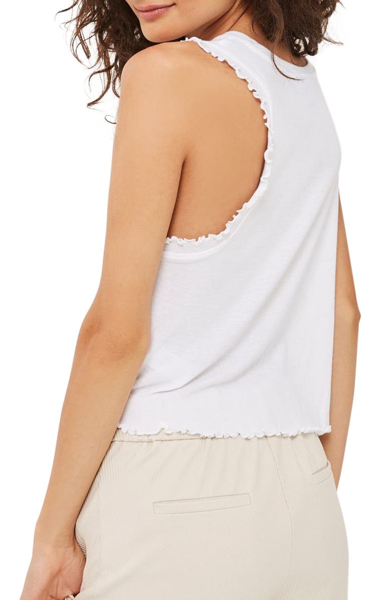 Topshop Ruffle Trim Tank, Alternate, color,