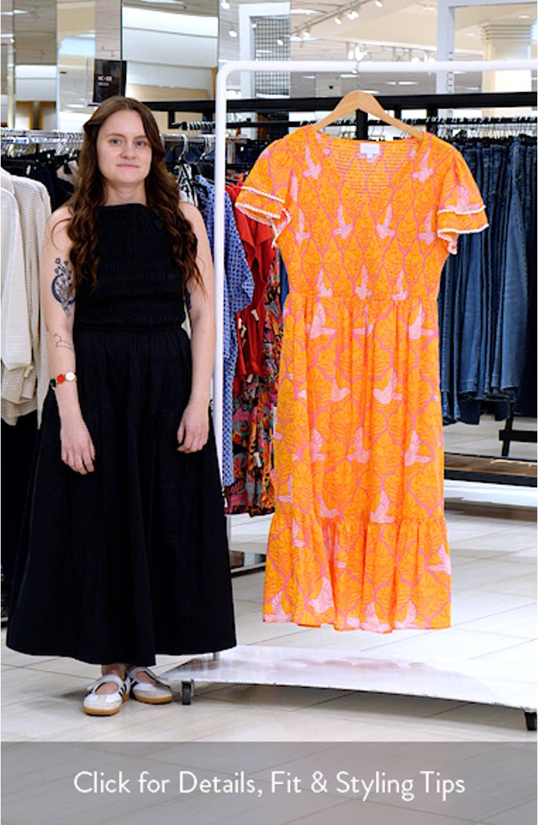 Jaidy Floral Patte Tiered Midi Dress, sales video thumbnail