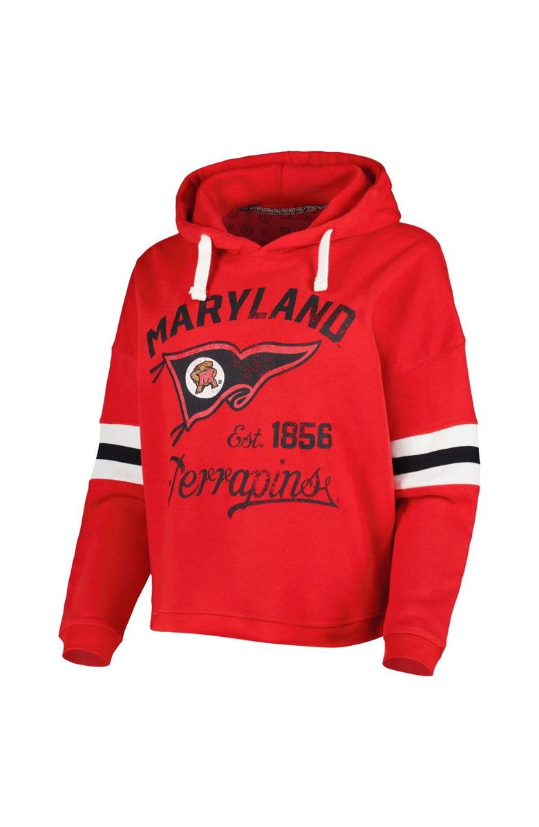 PRESSBOX Women's Pressbox Red Maryland Terrapins Super Pennant Pullover Hoodie, Alternate, color, 