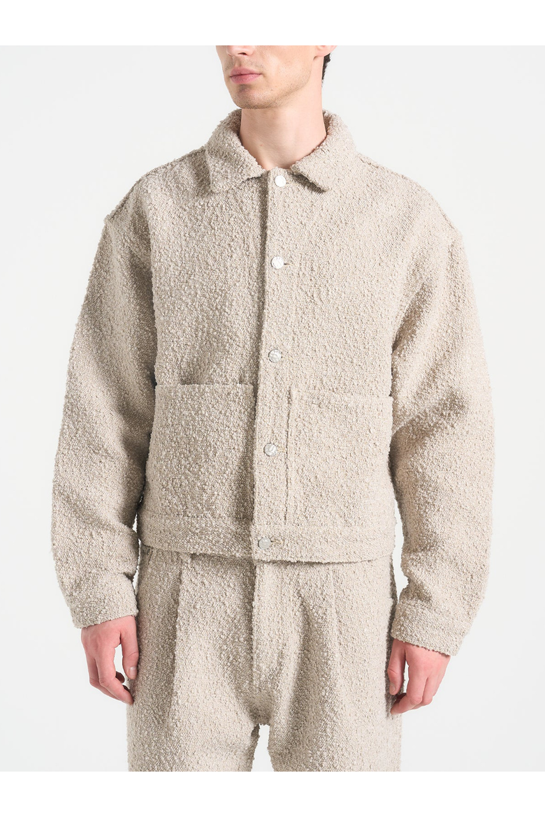 Damien Textured Boucle Jacket With Back Detail, Alternate, color, Beige