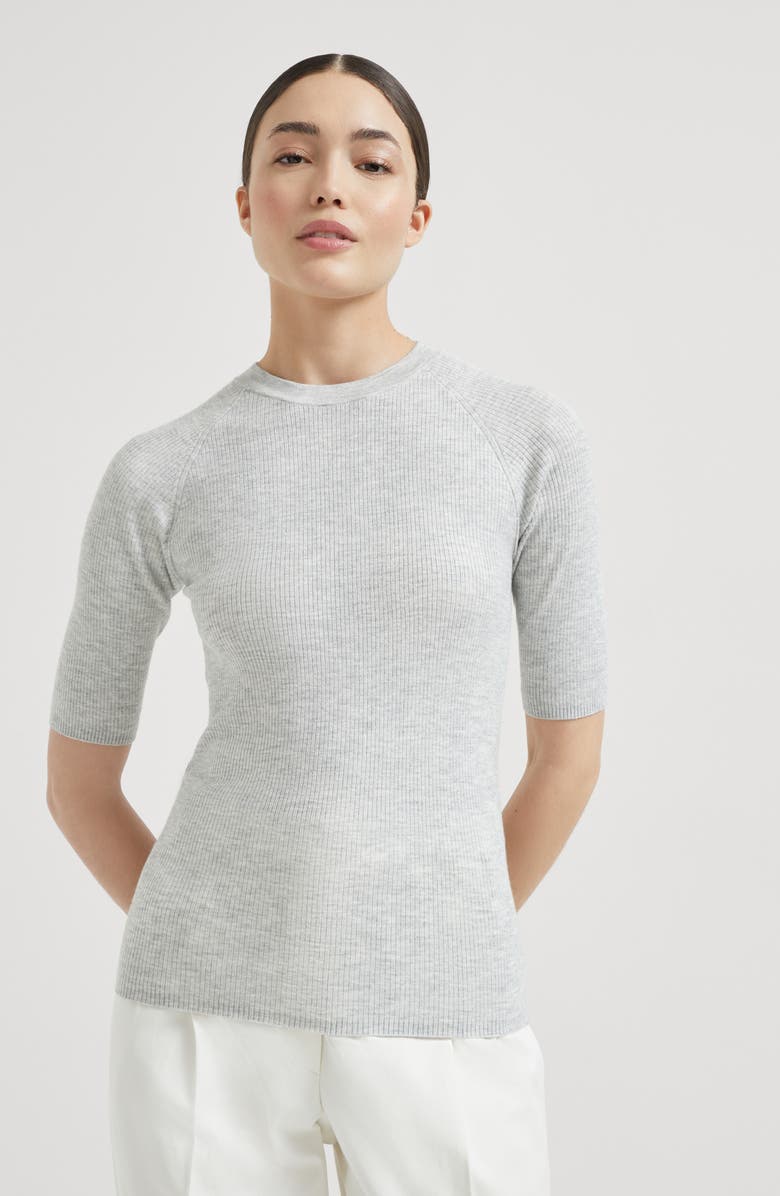 Brunello Cucinelli Sparkling cashmere sweater, Alternate, color, Pebble