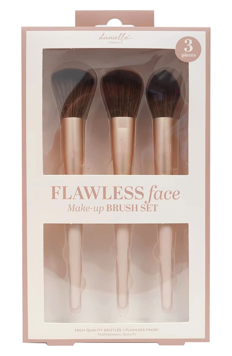 DANIELLE 3-Piece Makeup Brush Set, Main, color, Brown